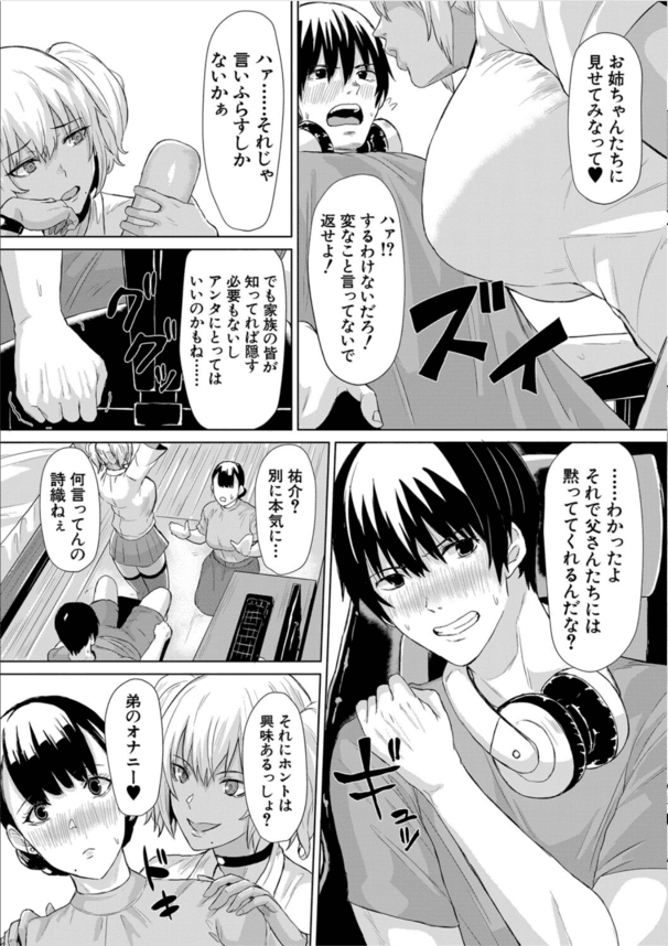 【エロ漫画近親相姦】爆乳ギャル姉妹に童貞ちんぽを筆おろされた弟が姉達に肉バイブ扱いにされてしまうwww