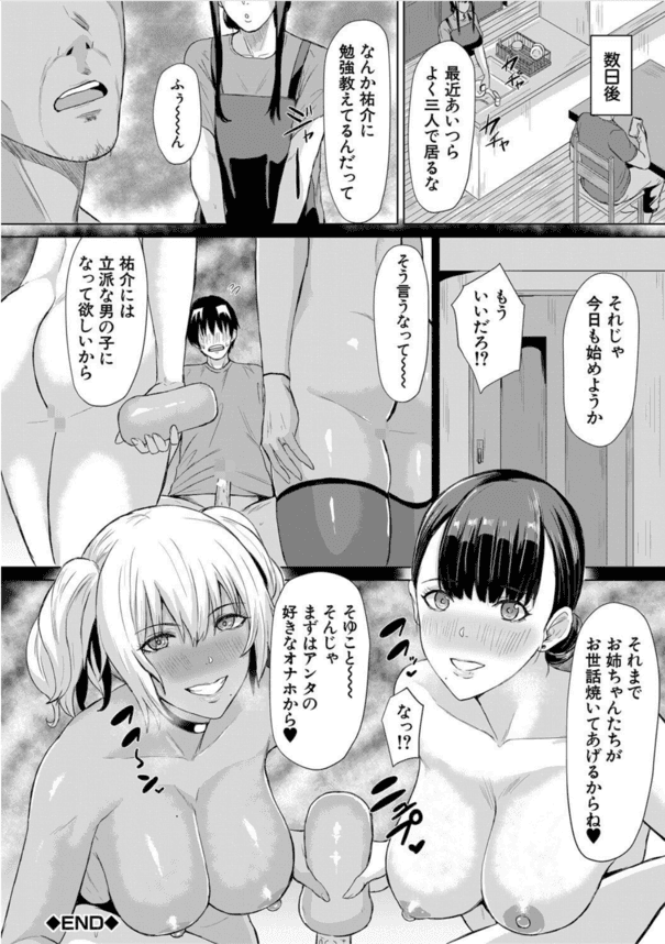 【エロ漫画近親相姦】爆乳ギャル姉妹に童貞ちんぽを筆おろされた弟が姉達に肉バイブ扱いにされてしまうwww